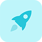 Blue icon of a rocket