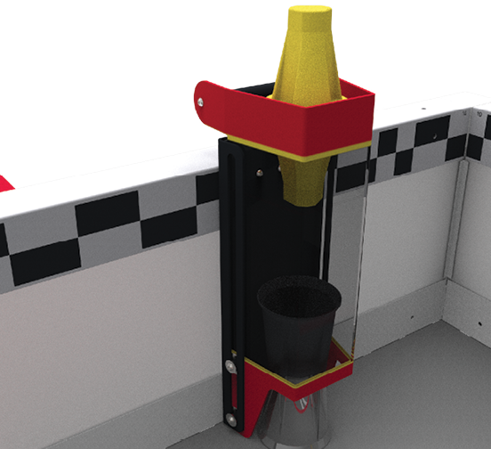 An example of a Pin being introduced through the top of a Loader.